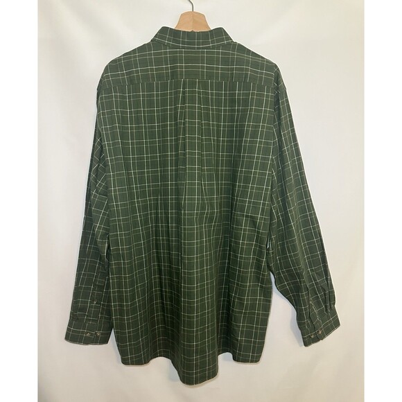 L.L. Bean Long Sleeve Green Plaid Wrinkle Free Button Front Shirt Men's XL-REG - Picture 2 of 9